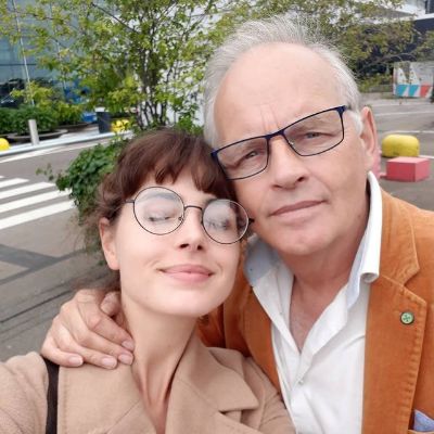 Genevieve Gaunt and his father, Frederik de Groot posing for a photo shoot